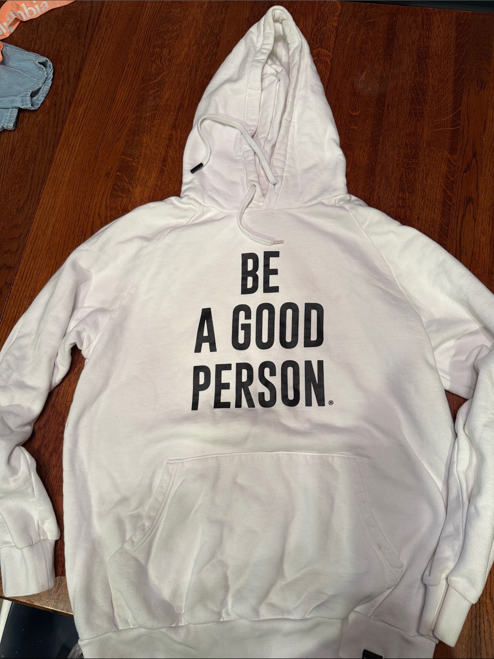 White 'Be A Good Person' Pullover Hoodie